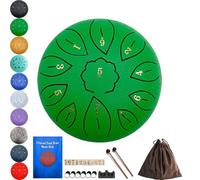 Steel Drum, Steel Drums for Adults, 6 Inch 11 Notes for Adults Beginner Gift Families and Friends with Music Book Stickers Mallet and Carry Bag (Green)