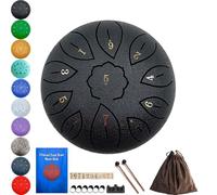 Steel Drum, Steel Drums for Adults, 6 Inch 11 Notes for Adults Beginner Gift Families and Friends with Music Book Stickers Mallet and Carry Bag (Black)
