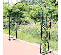 Steel Garden Trellis Outdoor 2,3 m et 8,9 pieds Plantes d'escalade Pergola noire avec base Parfait pour les mariages et les événements Décoration de jardin 138 x 220 cm