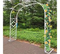Steel Garden Trellis Outdoor 2,3 m et 8,9 pieds Plantes d'escalade Pergola noire avec base Parfait pour les mariages et les événements Décoration de jardin 138 x 220 cm