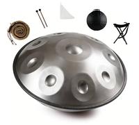 Steel Handpan Drum D Minor Handpan Instrument with 9 10 12 Notes Tuned 432Hz 440Hz for Meditation Yoga Music Practice Sound Healing and Percussion Instrument Learning(Silver,432HZ/10 Note)