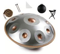 Steel Handpan Drum D Minor Handpan Instrument with 9 10 12 Notes Tuned 432Hz 440Hz for Meditation Yoga Music Practice Sound Healing and Percussion Instrument Learning(Silver2,432HZ/12 Note)