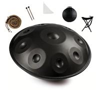 Steel Handpan Drum D Minor Handpan Instrument with 9 10 12 Notes Tuned 432Hz 440Hz for Meditation Yoga Music Practice Sound Healing and Percussion Instrument Learning(Noir,440HZ/10 Note)