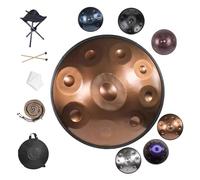 Steel Handpan Drum de 22 Pouces en ré Mineur 9/10/12 Notes Musique à Percussion Ensemble 432/440Hz Tambour à Main pour la Guérison du son, la Méditation Personnelle(Or,432HZ/9Note)