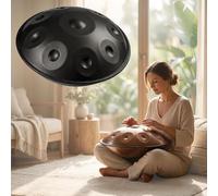 Steel Handpan Drum in D Minor with 9 10 12 Notes Tuned 432Hz 440Hz for Yoga Meditation Sound Therapy Musical Performance Handpan Instrument for Daily Practice(Noir,432HZ/10 Note)