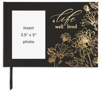 STEEL MILL AND CO. Livre commémoratif avec cadre photo, livre d'or funéraire « In Loving Memory », 80 feuilles lignées, livre d'or relié pour célébration de la vie, 16,5 x 24,8 cm, « A Life Well Lived