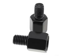 Steel Mirror Screw Adapter 8mm Male to 10mm Female Black | Converts 8mm clockwise thread to 10mm counterclockwise, steel construction, black finish, easy screw-on install