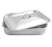 Steel Pan SP711160, Plat à four, Plat à gratins, Plat de cuisson rectangulaire avec couvercle, Revêtement antiadhésif, Sans PFAS, 25 x 19 cm, Tout Inox, Fabrication Italie