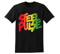 Steel Pulse Roots Reggae Musical Band Steel Pulse Men's T-Shirt Graphic Printed Black Tee M