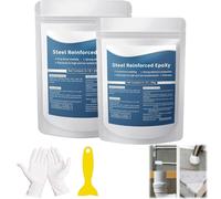 Steel Reinforced Epoxy Putty, 100g Waterproof Metal Repair Putty with Gloves & Scraper, High Strength Epoxy Clay for Metal Wood Plastic Stone, Crack Hole Leak Repair Compound (2PS)