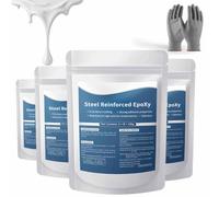 Steel Reinforced Epoxy Putty, Strong Clay Iron Adhesive, AB Two-Part, Waterproof, Heat Resistant, Fast Repair Filler for Metal Wood Ceramic Concrete Tile Plastic PVC Cracks Holes (4pcs)