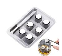 Steel s | Metal Cubes Ice Stones | Cubes de refroidissement réutilisables | Acier inoxydable avec clip en silicone | Améliore l'eau du métal, la vodka, les liqueurs, la bière