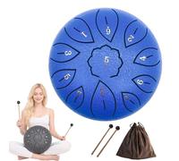 Steel Spin Hand Drum 6 Inch 11 Notes with Carry Bag, Music Book, Mallets & Fianger Picks, Easy Play Musical Instrument for Beginners, Kids Adults (Blue)