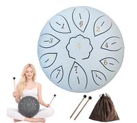 Steel Spin Hand Drum 6 Inch 11 Notes with Carry Bag, Music Book, Mallets & Fianger Picks, Easy Play Musical Instrument for Beginners, Kids Adults (White)