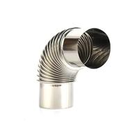 Steel Stove Pipe Threaded Elbow, Coude de tuyau de poêle en acier inoxydable à 90 degrés, tuyau de gaz de cheminée, tuyau d'échappement de chauffage, argent, plusieurs tailles(60mm)