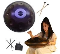 Steel tambour handpan, 55cm Tambour à main De 440Hz Avec Trépied, 9/10/ 12 Notes Handpan Instrument Pour L'Éducation Musicale, Le Divertissement(Dark purple,9 Notes)