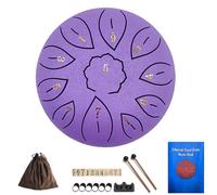Steel Tongue Drum 6 Inch 11 Notes, G Tone Healing Hand Pan Drum, With Carry Bag, Music Book, Mallets, Finger Picks, Stickers for Beginner(Purple)