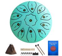 Steel Tongue Drum 6 Inch 11 Notes, G Tone Healing Hand Pan Drum, With Carry Bag, Music Book, Mallets, Finger Picks, Stickers for Beginner(Lake blue)