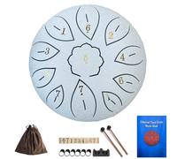 Steel Tongue Drum 6 Inch 11 Notes, G Tone Healing Hand Pan Drum, With Carry Bag, Music Book, Mallets, Finger Picks, Stickers for Beginner(blanc)