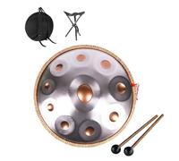 Steel Tongue Drum, 9/10/12 Notes 22 Pouces Instrument À Percussion En Acier De Tambour À Main, Tambour À Main Pour Adultes Avec Sac De Transport, Pour La Méditation(Gold+Silver,12 notes(440HZ))