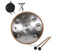 Steel Tongue Drum, 9/10/12 Notes 22 Pouces Instrument À Percussion En Acier De Tambour À Main, Tambour À Main Pour Adultes Avec Sac De Transport, Pour La Méditation(Silver,9 notes(432HZ))