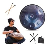 Steel Tongue Drum De 55cm, Percussion Handpan De 9/10/ 12 Notes Pour Débutants Et Professionnels, Instrument Hand Pan Pour La Guérison Sonore, Cadeaux Zen (Size : 440Hz, Color : BLUE_10 NOTES)