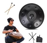 Steel Tongue Drum De 55cm, Percussion Handpan De 9/10/ 12 Notes Pour Débutants Et Professionnels, Instrument Hand Pan Pour La Guérison Sonore, Cadeaux Zen (Size : 440Hz, Color : BLACK_9 NOTES)