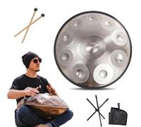 Steel Tongue Drum De 55cm, Percussion Handpan De 9/10/ 12 Notes Pour Débutants Et Professionnels, Instrument Hand Pan Pour La Guérison Sonore, Cadeaux Zen (Size : 432Hz, Color : SILVER_10 NOTES)