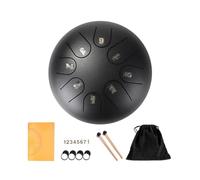 steel tongue drum, Instrument de Percussion de tambour de langue en acier 6 pouces 8 Notes soulagement du stress de tambour en acier,for Meditation Yoga(Black)