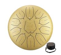 steel tongue drum, Instrument de Percussion éthérée de tambour de langue en acier de Glucophone de tonalité de D de 10 pouces 11 Notes,for Meditation Yoga(Brown)