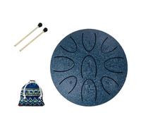 steel tongue drum, Mini tambour à langue en acier de 4 pouces, 9 tons, Instrument de Percussion Portable for adultes débutants et joueurs,for Meditation Yoga(Leaves Navy Blue)