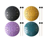 steel tongue drum, Tambour à langue en acier de 6 pouces, 11 Notes, tambour à main avec sac de tambour, maillets de tambour,for Musical Education(Brown)