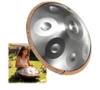 Steel Tongue Drum, Tambour En Handpan En Acier, Kurde En Ré Mineur 440 Hz/432 Hz 9/10/12 Notes 22 Pouces, Handpan Instrument De Percussion Harmonique, Pour La Sonothérapie(Silver,432HZ/10Note)