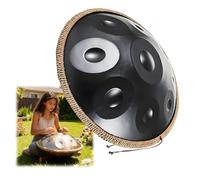 Steel Tongue Drum, Tambour En Handpan En Acier, Kurde En Ré Mineur 440 Hz/432 Hz 9/10/12 Notes 22 Pouces, Handpan Instrument De Percussion Harmonique, Pour La Sonothérapie(Black,432HZ/10Note)