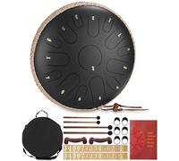 Steel Tongue Drums,14 Pouces 15 Tons Tambour Handpan,Instrument de PercussionAvec le Sac,Des Maillets,Des Médiators,Livre de Musique Pour le pour la méditation,le yoga,l'éducation musicale(Noir)