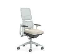 Steelcase Chaise de Bureau Ergonomique: Please Air, accotoirs 3D, Grège