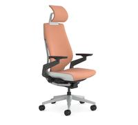 Steelcase Gesture, chaise de bureau ergonomique avec accotoirs à 360°, soutien lombaire 3D Live Back et têtière réglable Pêche