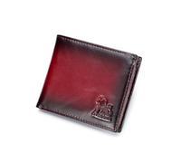 STEELLION Portefeuille à deux volets en cuir véritable avec relief lion en acier, dégradé de couleur pour un usage quotidien tendance et durable, Rouge, Mode et loisirs