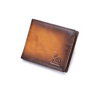 STEELLION Portefeuille à deux volets en cuir véritable avec relief lion en acier, dégradé de couleur pour un usage quotidien tendance et durable, marron, Mode et loisirs
