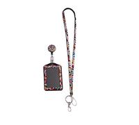 Steellwingsf Cordon tour de cou rétractable avec strass pour badge d'identité, téléphone, clés, taille 58 cm (multicolore)