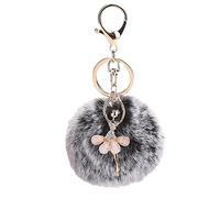 Steellwingsf Porte-clés ange dansant mignon pour femme avec pompon (noir)
