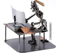 Steelman24 I Figurine en métal Agent du Centre d'appels Féminin avec Plaque De Gravure I Made in Germany I Idées Cadeaux I Sculpture d’Acier I Hommes de métal