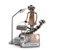 Steelman24 I Figurine en métal Dentiste avec Porte-Cartes De Visite avec Plaque De Gravure I Made in Germany I Idées Cadeaux I Sculpture d’Acier