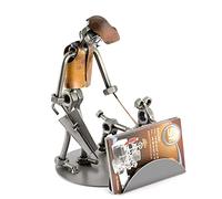 Steelman24 I Figurine en métal Moi Et Mon Chien avec Porte-Cartes De Visite I Made in Germany I Idées Cadeaux I Sculpture d’Acier I Hommes de métal