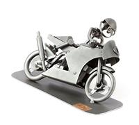 Steelman24 I Figurine en métal Moto De Course I Made in Germany I Idées Cadeaux I Sculpture d’Acier I Hommes de métal