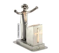 Steelman24 I Figurine en métal Prêtre avec Plaque De Gravure I Made in Germany I Idées Cadeaux I Sculpture d’Acier I Hommes de métal