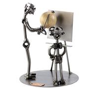 Steelman24 I Figurine en métal Professeur avec Globe I Made in Germany I Idées Cadeaux I Sculpture d’Acier I Hommes de métal