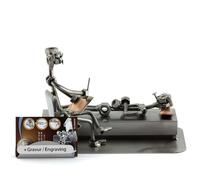 Steelman24 I Figurine en métal Psychologue avec Porte-Cartes De Visite avec Plaque De Gravure I Made in Germany I Idées Cadeaux I Sculpture d’Acier