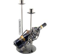Steelman24 I Figurine en métal Support pour Bouteille De Vin Couple De Mariés avec Plaque De Gravure I Made in Germany I Idées Cadeaux
