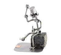 Steelman24 I Figurine en métal Tailleur De Pierre Assis I Made in Germany I Idées Cadeaux I Sculpture d’Acier I Hommes de métal
